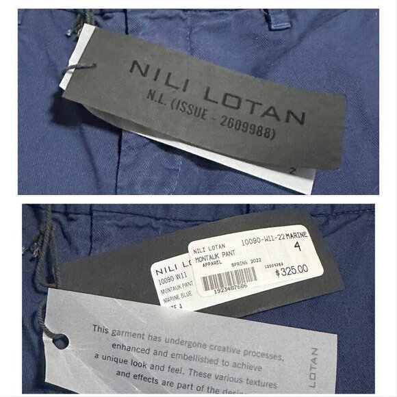 Nili Lotan Cropped Montauk Pants, Size 4, Marine Blue, New with tag - Picture 5 of 13